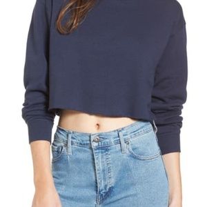 SUB...URBAN RIOT Navy Cropped Sweatshirt